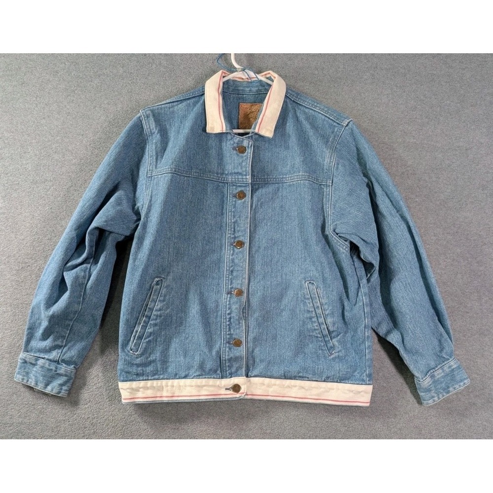 Vintage 80s 90s Gotcha Womens Denim Bomber Jacket M USA Made Surf Skate